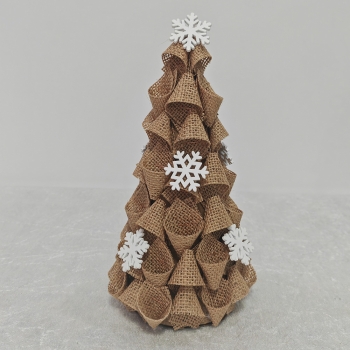 Burlap Cone Mini Christmas Tree with Wooden Snowflake Burlap Cone Mini Christmas Tree with Wooden Snowflake