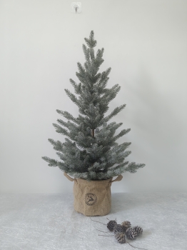 Frosted Artificial Fir Christmas Tree, Kraft Paper Bag Base