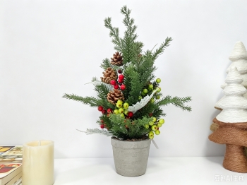Winter Greenery Tabletop Tree with Red‑Green Berries