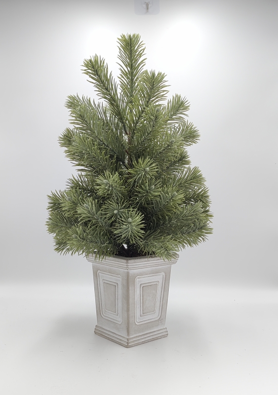 Artificial Fir Topiary in Square Decorative Pot