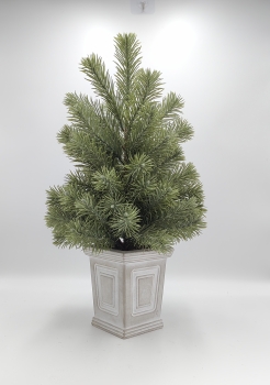 Artificial Fir Topiary in Square Decorative Pot