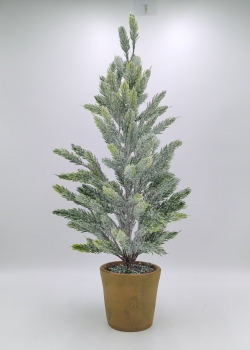 Frosted Artificial Spruce Tree in Kraft‑Tone Pot