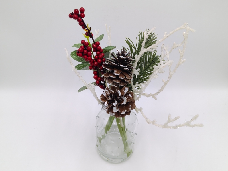 Frosted Winter Arrangement in Polka Dot Glass Vase