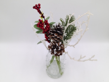 Frosted Winter Arrangement in Polka Dot Glass Vase